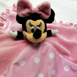 Disney Baby Kids Preferred Minnie Mouse Lovey Pink With Satin Trim Crinkle Ears